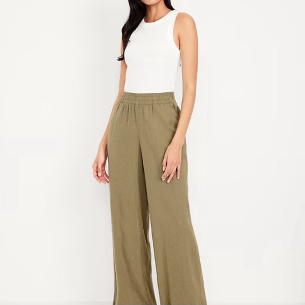 Old Navy High Rise Wide Leg Linen Blend Pants